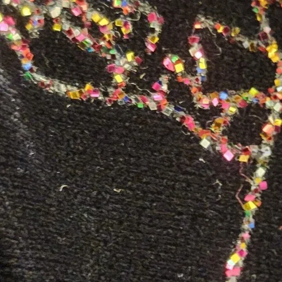 R&M Richards Karen Kwong Vintage Black Velvet Multi-Color Sparkle Tunic Size 14 - Picture 11 of 11